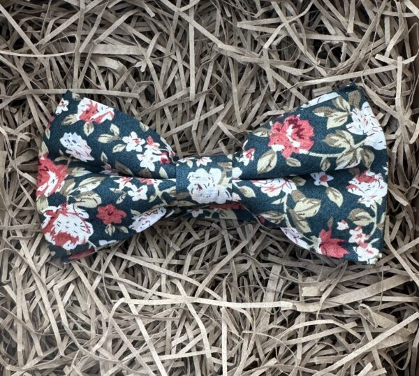 A teal rose cotton bow tie