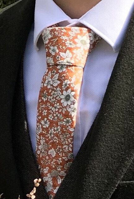 The Marigold Tie and Skyrocket Pocket Square