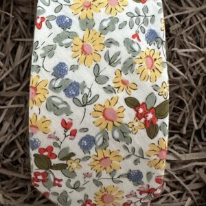 A photo of a yellow daisy mens tie in cotton