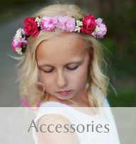 Image of Gilly Gray flower girl and bridal wedding accessories including headbands, shawls and more for a lovely wedding